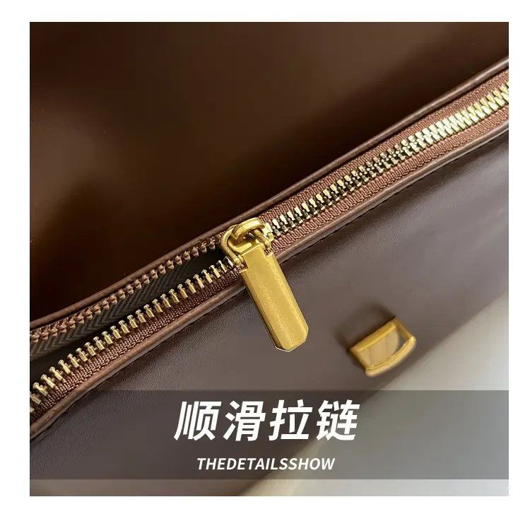 Black Leather Shoulder Bag with Gold Plated Latches — feature 17