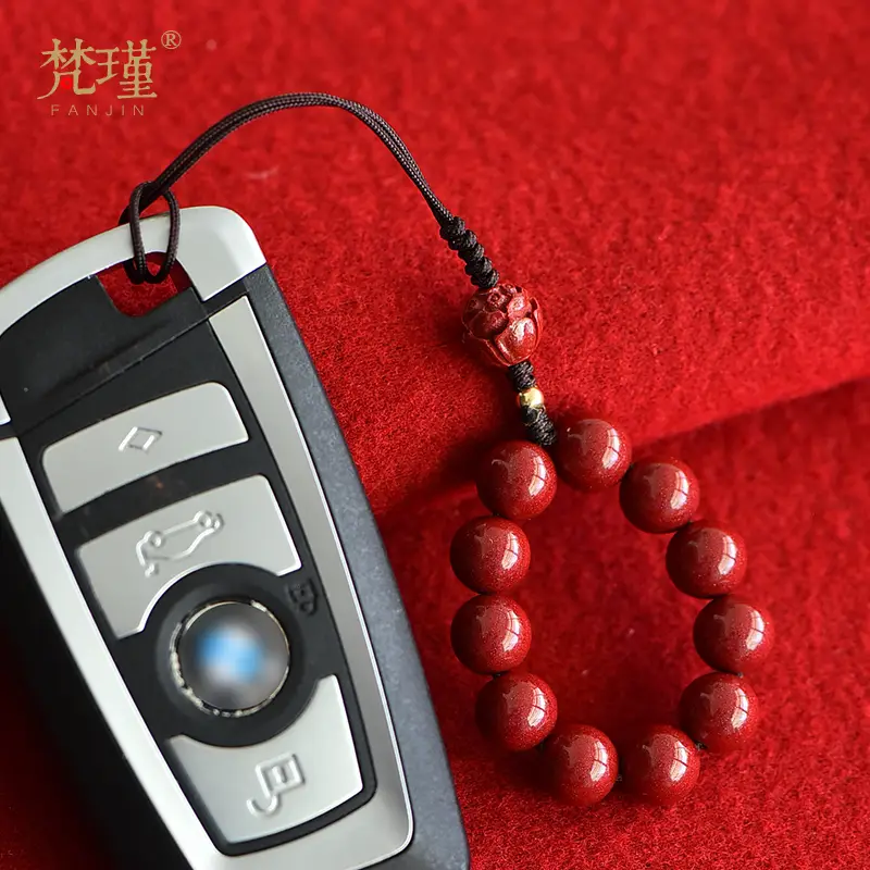 Cinnabar Art Car Keychain Ring Ethnic Mobile Phone Bag Pendant New Year Jewelry Free Shipping - Image 3