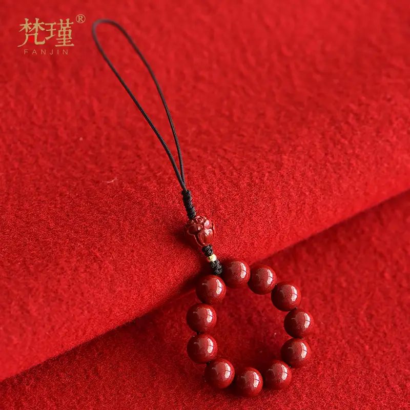 Cinnabar Art Car Keychain Ring Ethnic Mobile Phone Bag Pendant New Year Jewelry Free Shipping - Image 4