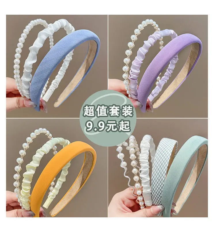 Women's Retro French Style Pearl Headband Blue White — feature 10
