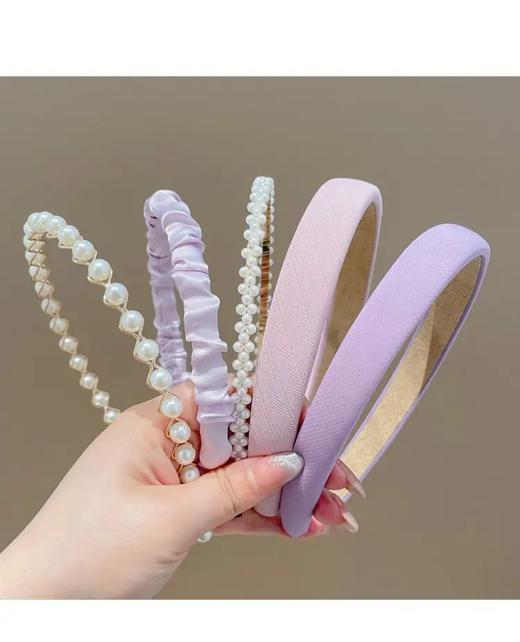 Women's Retro French Style Pearl Headband Blue White — feature 12