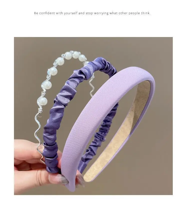 Women's Retro French Style Pearl Headband Blue White — feature 13