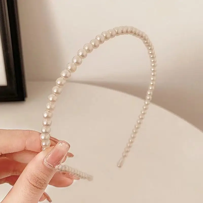 Women's Retro French Style Pearl Headband Blue White - Image 9