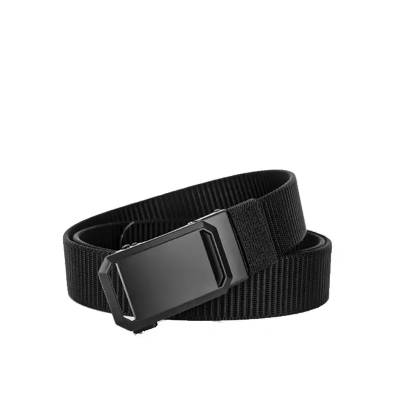 Men's Black Woven Tactical Belt with Automatic Buckle