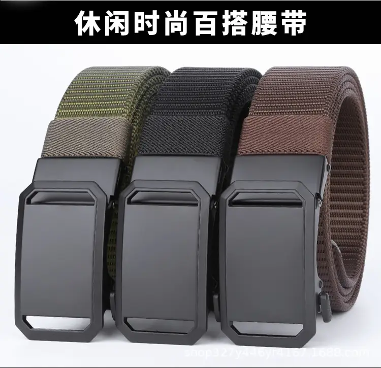 Men's Black Woven Tactical Belt with Automatic Buckle — feature 5