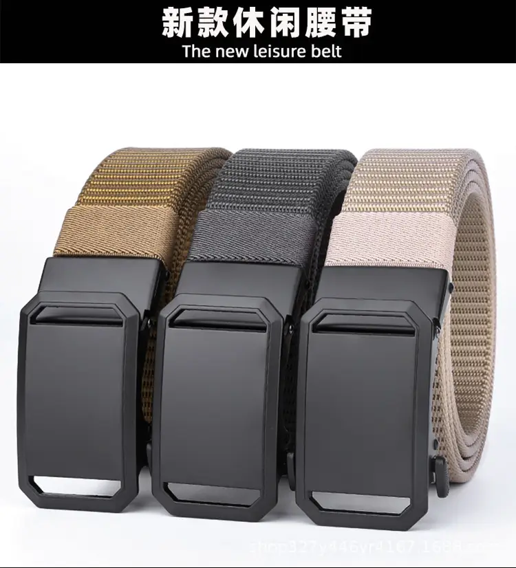 Men's Black Woven Tactical Belt with Automatic Buckle — feature 8