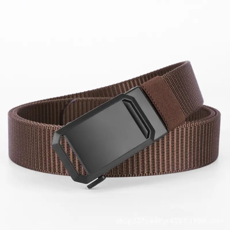 Men's Black Woven Tactical Belt with Automatic Buckle
