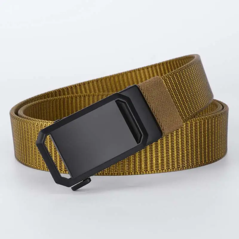Men's Black Woven Tactical Belt with Automatic Buckle