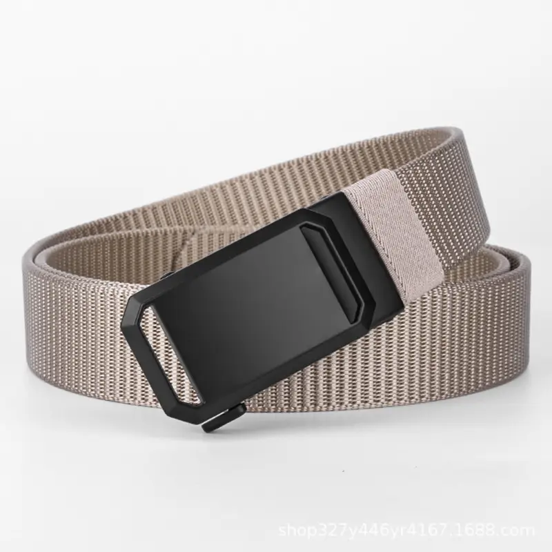 Men's Black Woven Tactical Belt with Automatic Buckle