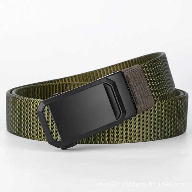 Men's Black Woven Tactical Belt with Automatic Buckle