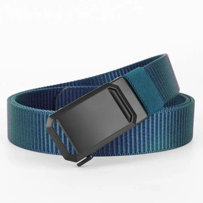 Men's Black Woven Tactical Belt with Automatic Buckle