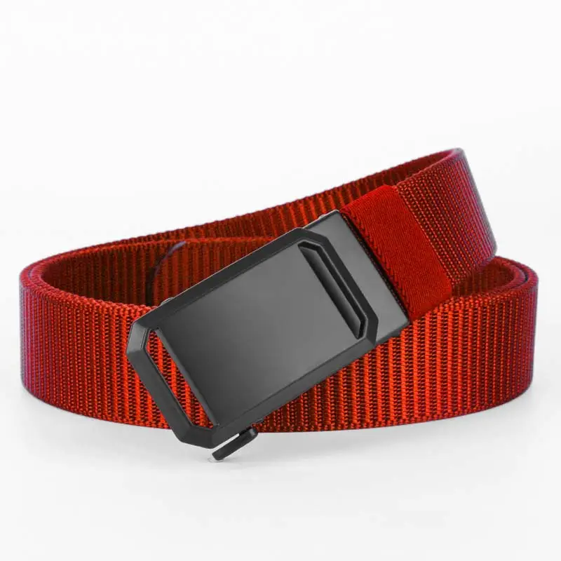 Men's Black Woven Tactical Belt with Automatic Buckle