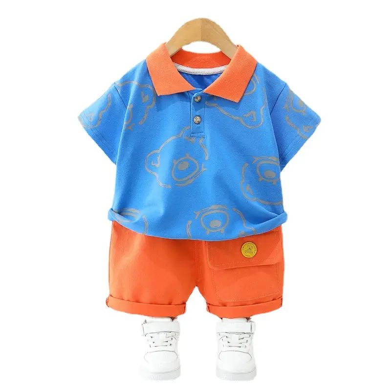 Boys Printed Bear T-Shirt & Shorts Set Summer Wear - Image 5