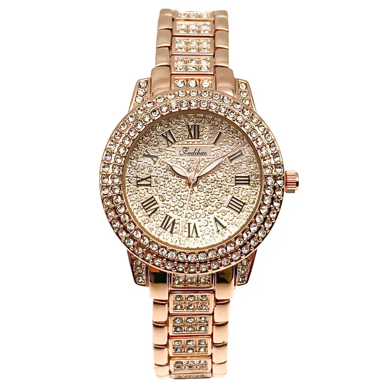 Women's Rose Gold Diamond Crown Watch - Image 5