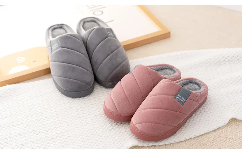 Winter Half-Pack Cotton Slippers for Women Winter Home Warm Suede Soft Non-Slip Indoor Simple Cotton Slippers for Men — feature 9
