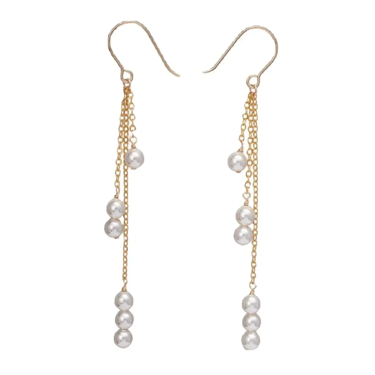 14K Gold Pearl Tassel Ear Hooks Women - Image 6