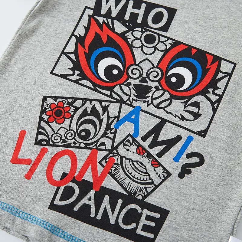 2025 Boys Grey T-Shirt Chinese Style Summer - Image 4