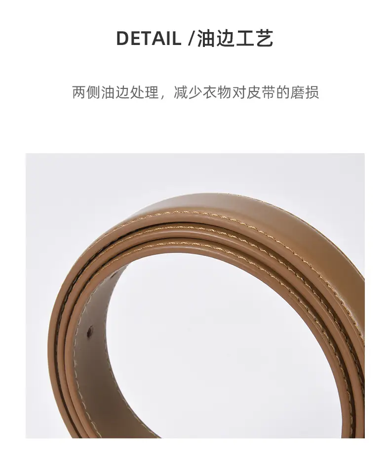Women's Beige Leather Belt with Silver Buckle — feature 20