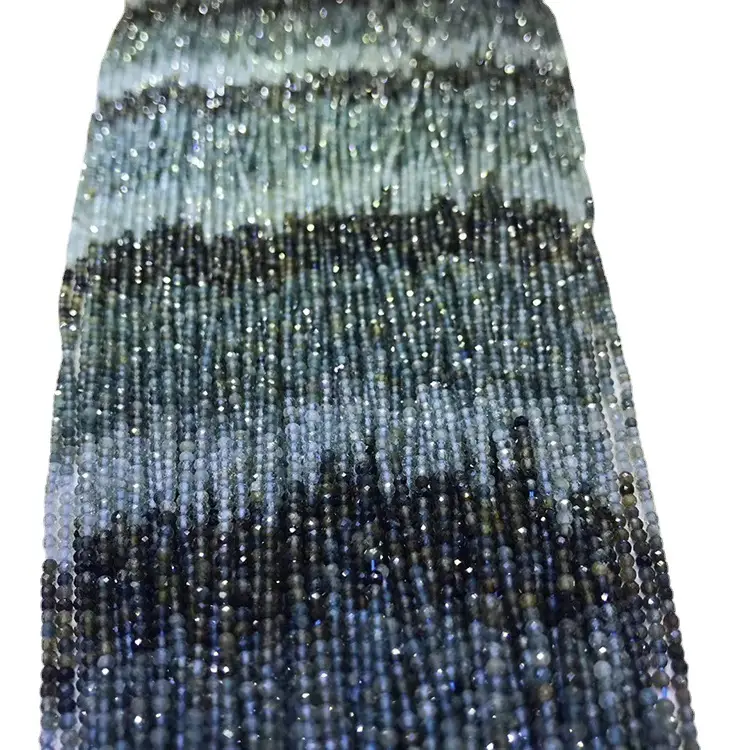 Natural Color Blue Tourmaline Diamond Face Round Cake Loose Beads - Image 5