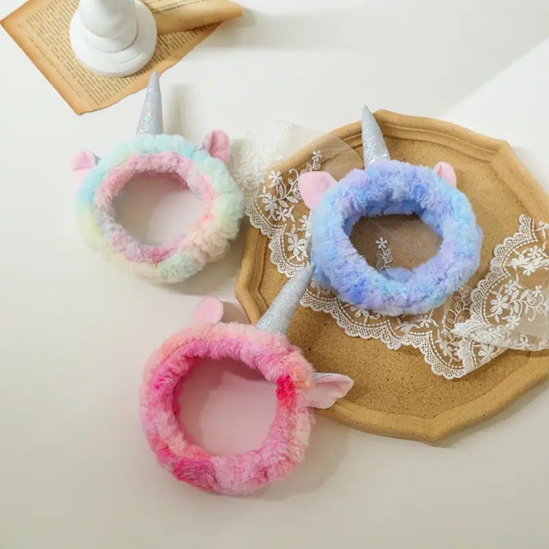 Unicorn Hairbands Coral Velvet Halloween Party Accessory - Image 5