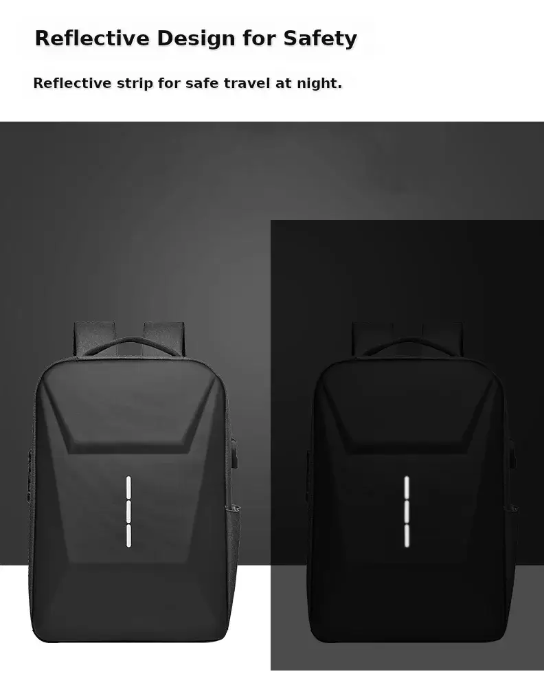 Men's Waterproof Business Backpack Black High-End Hard Shell — feature 13