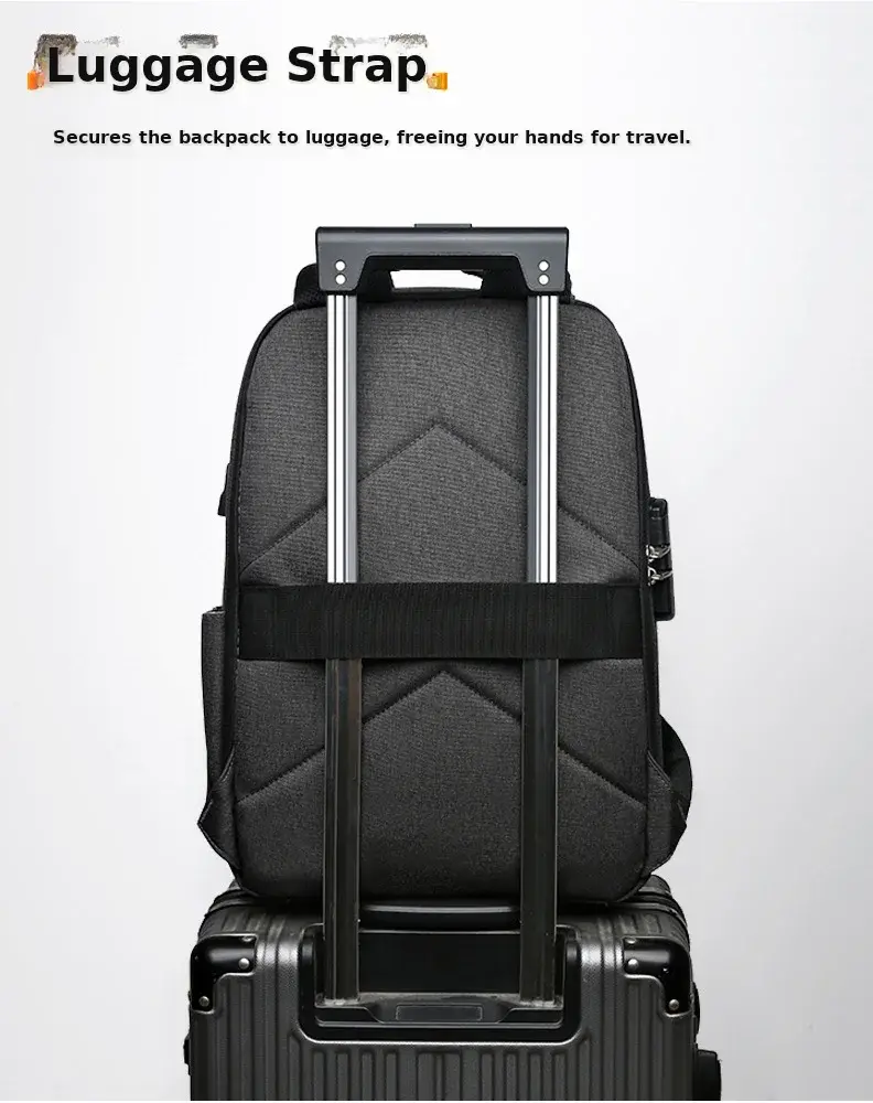 Men's Waterproof Business Backpack Black High-End Hard Shell — feature 15