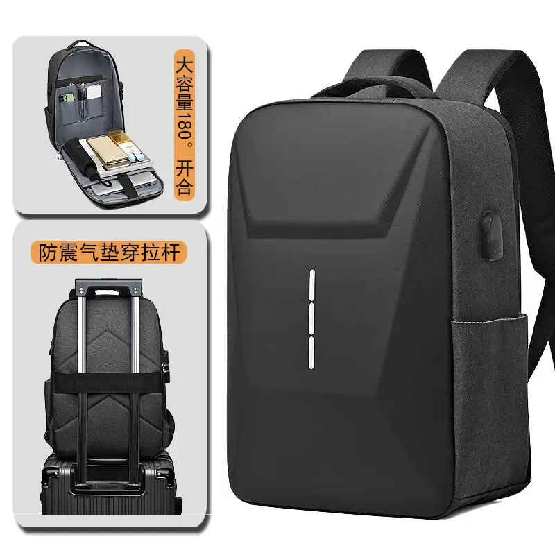 Men's Waterproof Business Backpack Black High-End Hard Shell - Image 2