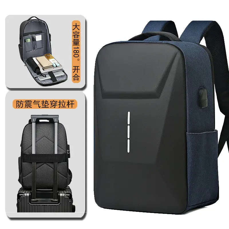 Men's Waterproof Business Backpack Black High-End Hard Shell - Image 3