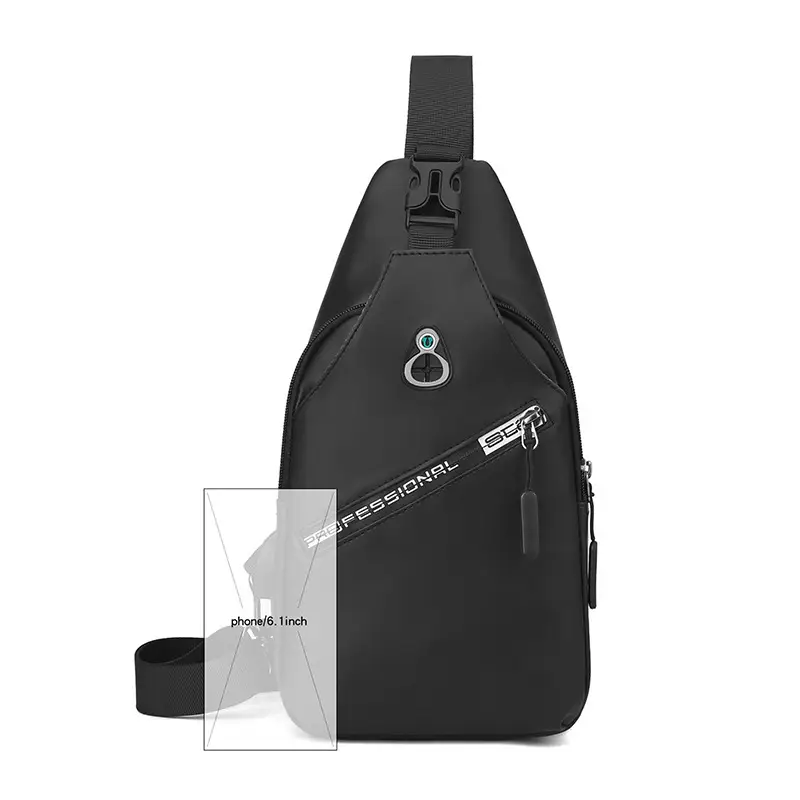 Men's Black Crossbody Shoulder Bag with Water Resistant Design - Image 6