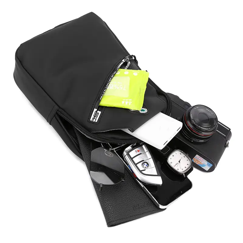 Men's Black Crossbody Shoulder Bag with Water Resistant Design - Image 7
