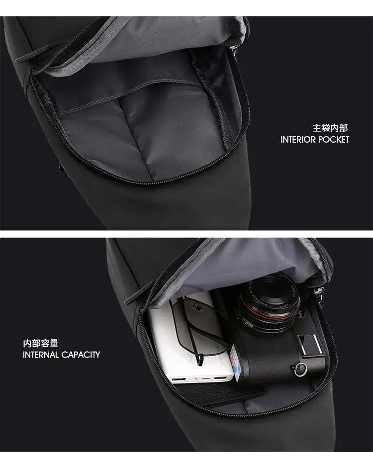 Men's Black Crossbody Shoulder Bag with Water Resistant Design — feature 13