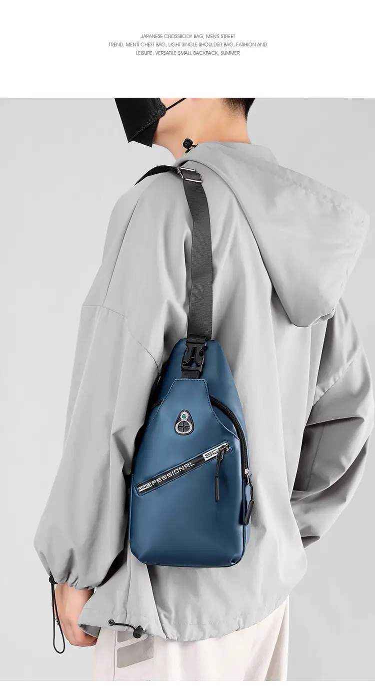 Men's Black Crossbody Shoulder Bag with Water Resistant Design — feature 17