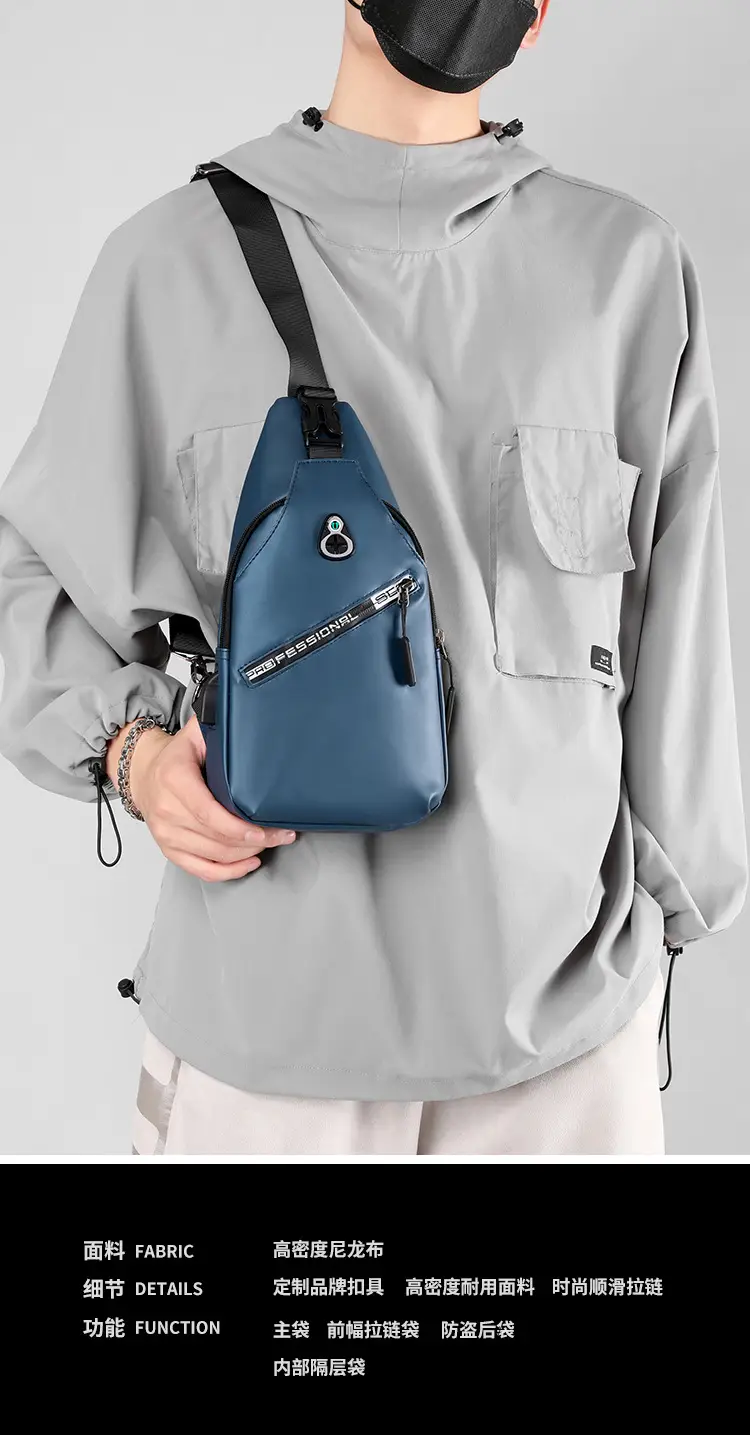 Men's Black Crossbody Shoulder Bag with Water Resistant Design — feature 2