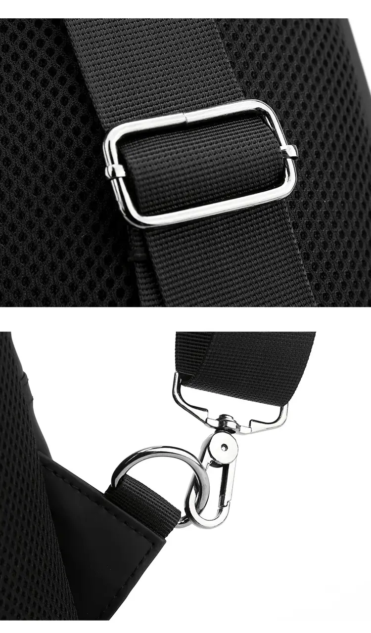 Men's Black Crossbody Shoulder Bag with Water Resistant Design — feature 23