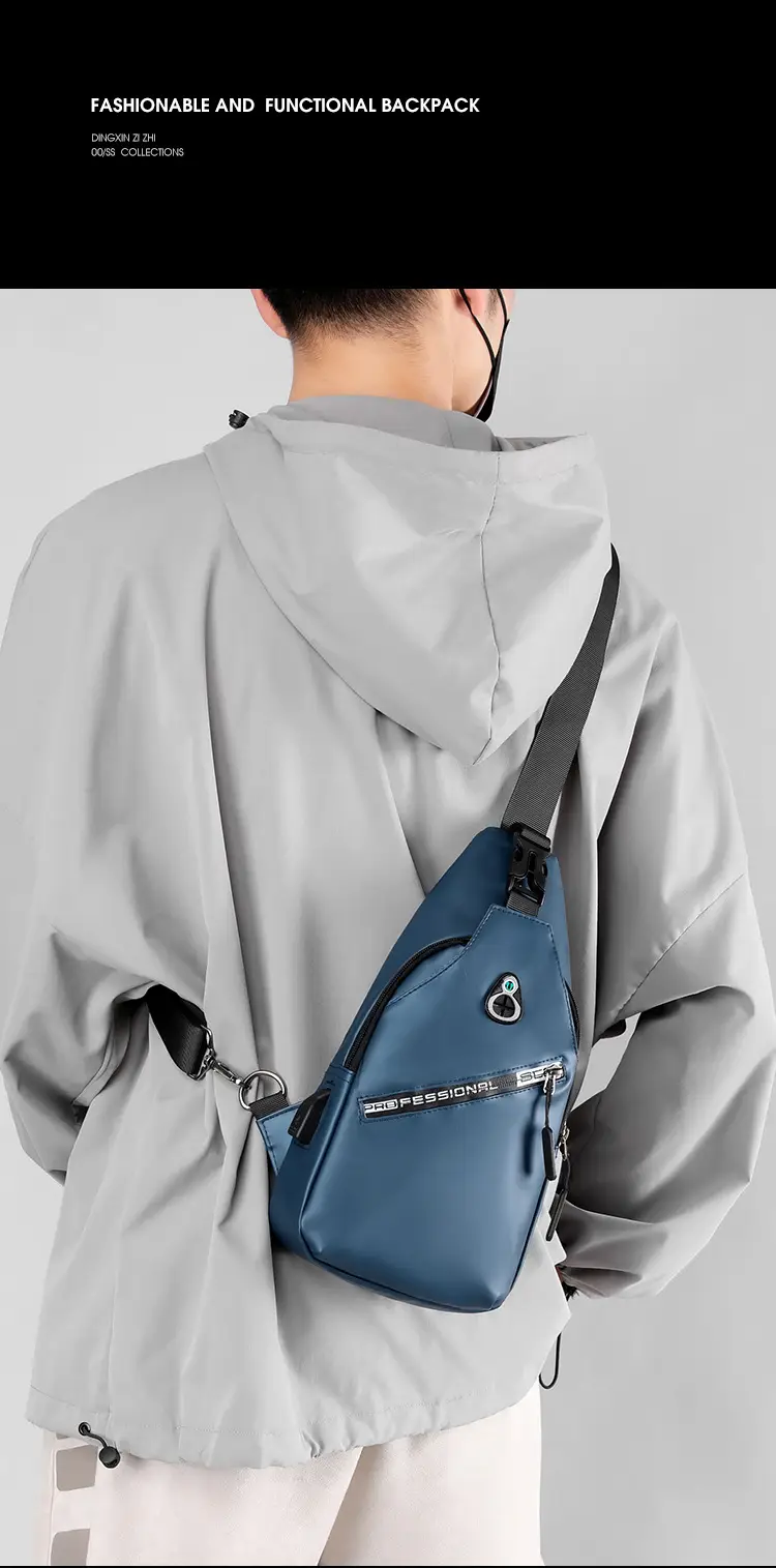 Men's Black Crossbody Shoulder Bag with Water Resistant Design — feature 5