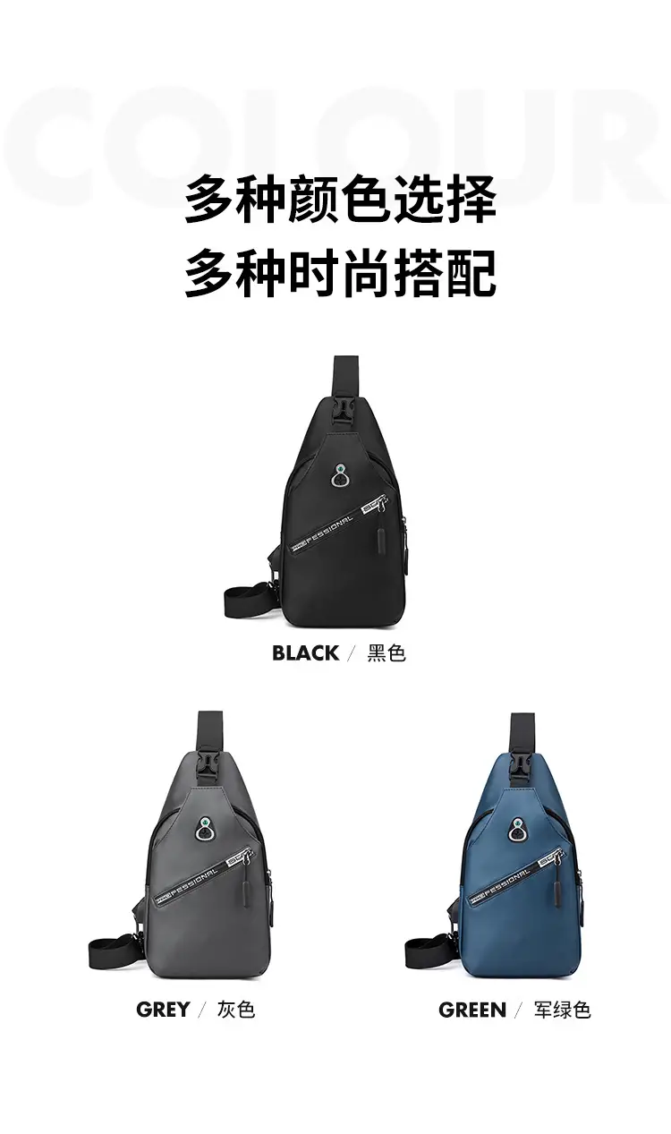 Men's Black Crossbody Shoulder Bag with Water Resistant Design — feature 7