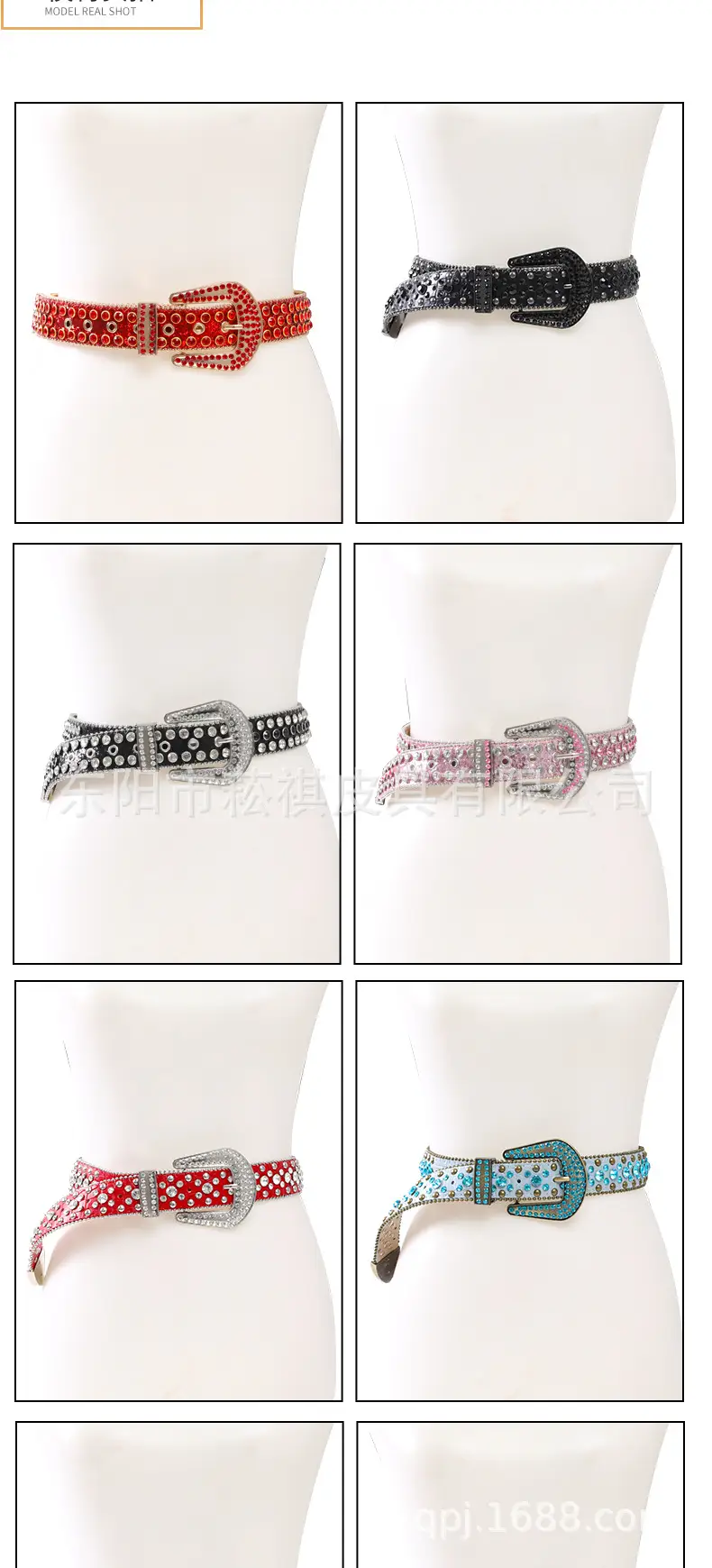 Blue Rhinestone Leather Belt for Women — feature 10