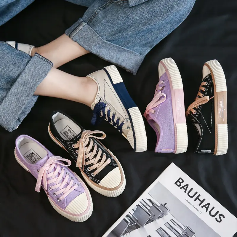 2024 Spring New Korean Style Canvas Shoes Women's Low-Top Ins Sneakers Retro Casual Cloth Shoes Vulcanized Rubber Shoes F110 - Image 7