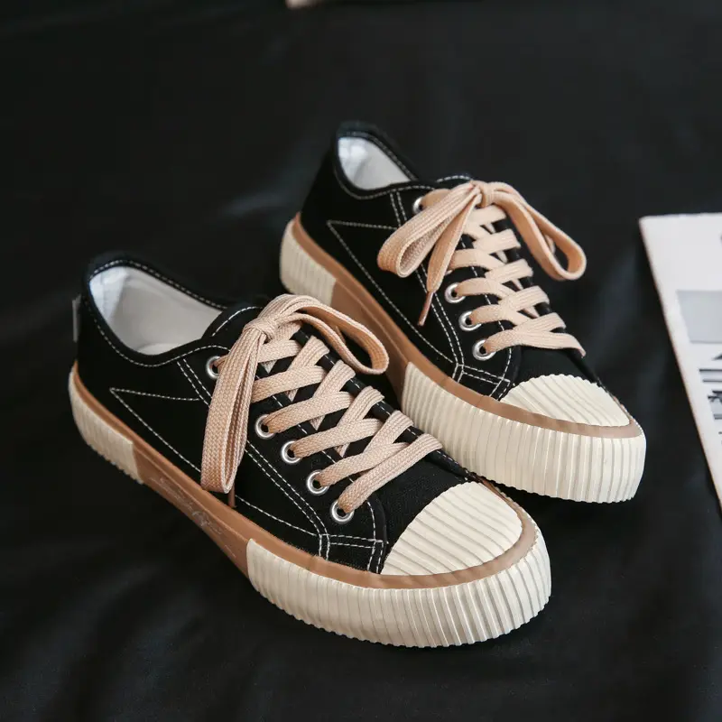 2024 Spring New Korean Style Canvas Shoes Women's Low-Top Ins Sneakers Retro Casual Cloth Shoes Vulcanized Rubber Shoes F110 - Image 2