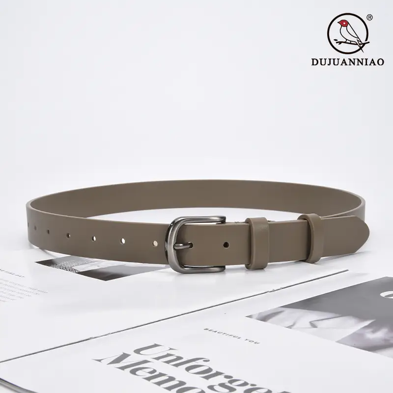 Women's Beige Pin Buckle Belt Genuine Leather - Image 7