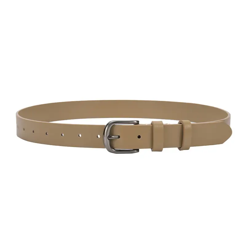 Women's Beige Pin Buckle Belt Genuine Leather - Image 9