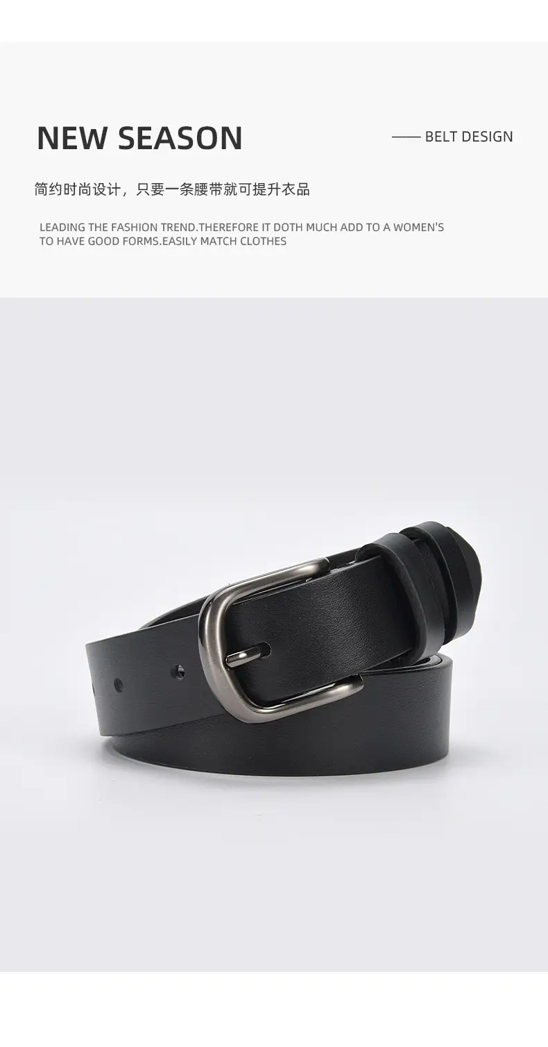 Women's Beige Pin Buckle Belt Genuine Leather β feature 15