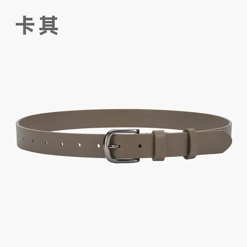 Women's Beige Pin Buckle Belt Genuine Leather - Image 2