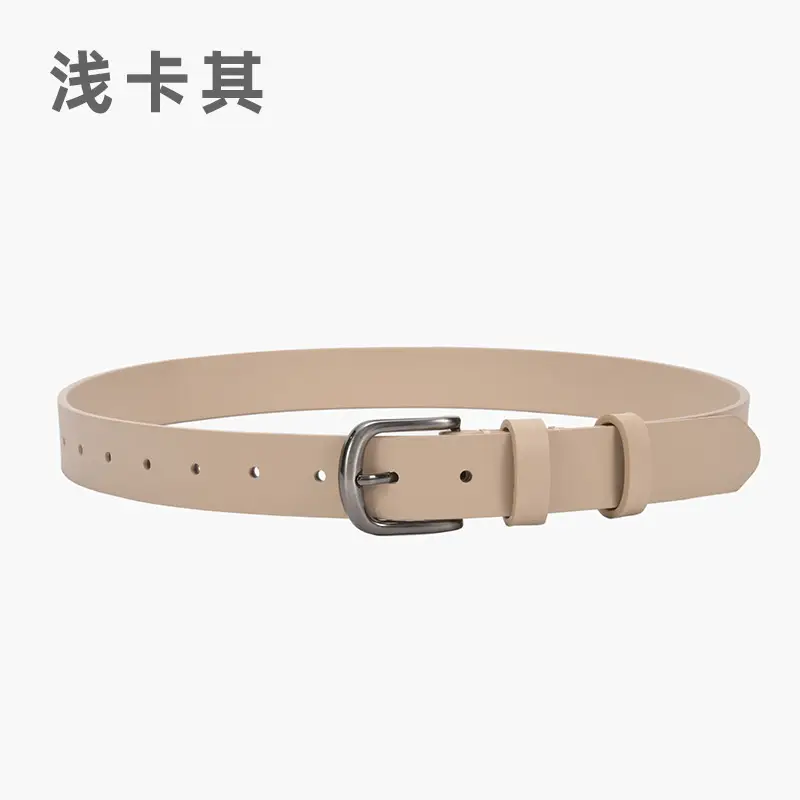 Women's Beige Pin Buckle Belt Genuine Leather - Image 4