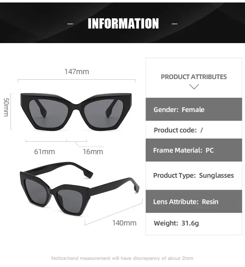 White Cat's Eye Sunglasses Dark Lenses — feature 12