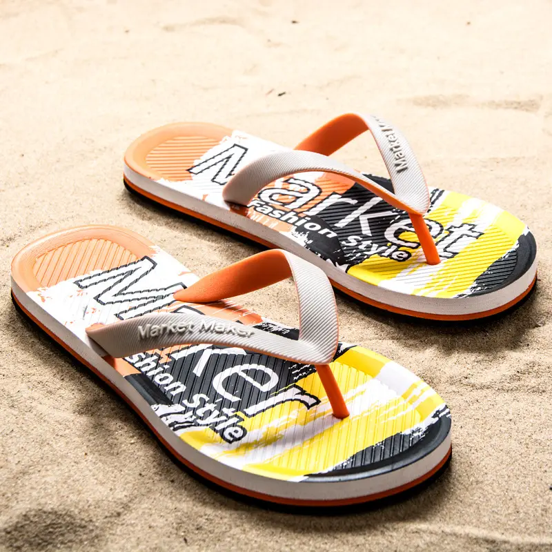 Men's Graphic EVA Flip Flops Yellow Orange