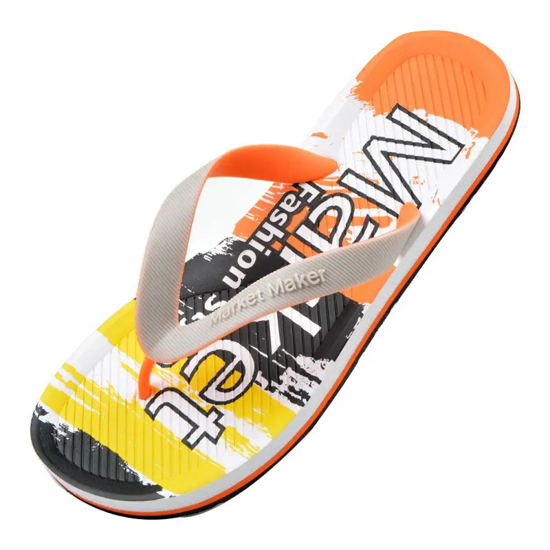 Men's Graphic EVA Flip Flops Yellow Orange