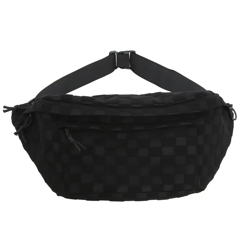 Men Women Large Capacity Checkered Waist Bag - Image 5