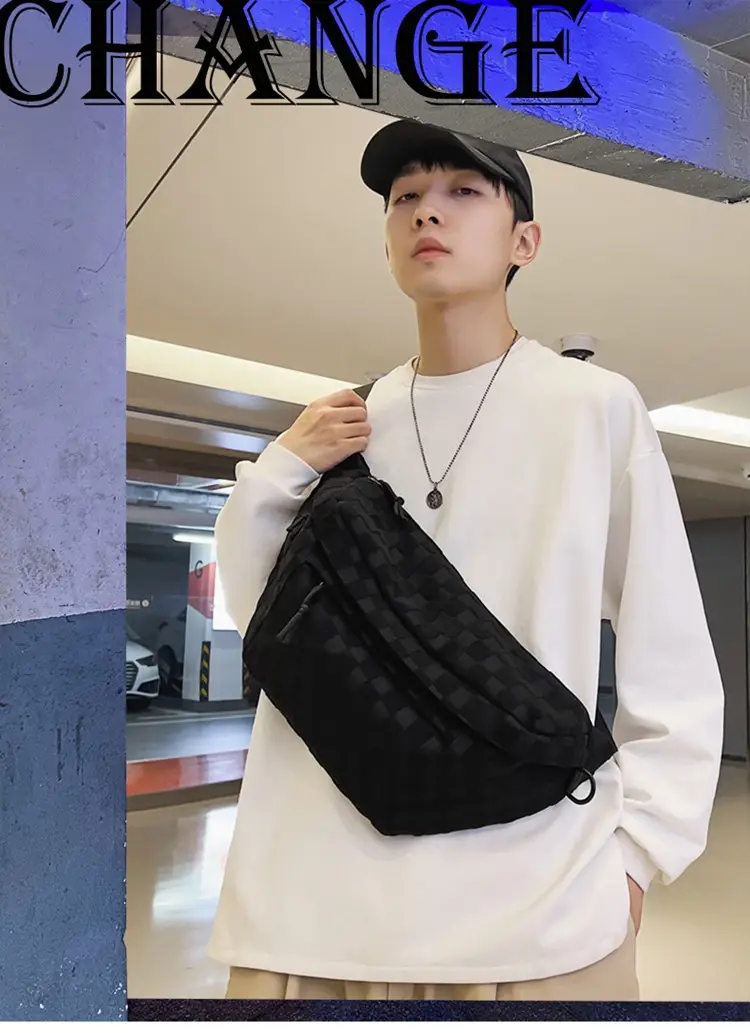 Men Women Large Capacity Checkered Waist Bag — feature 1