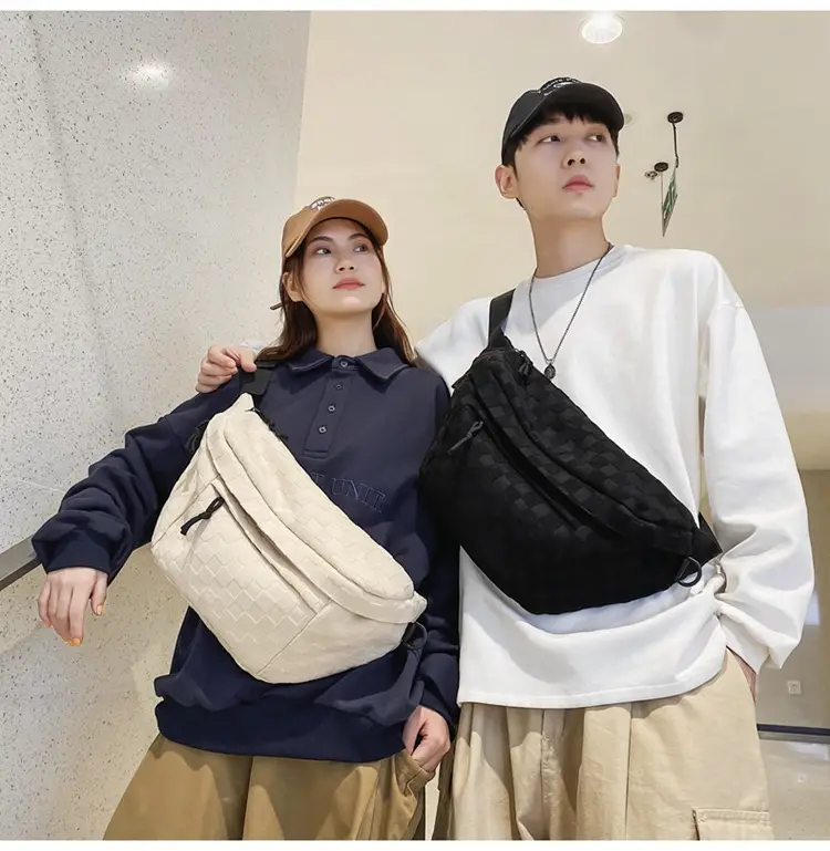 Men Women Large Capacity Checkered Waist Bag — feature 11